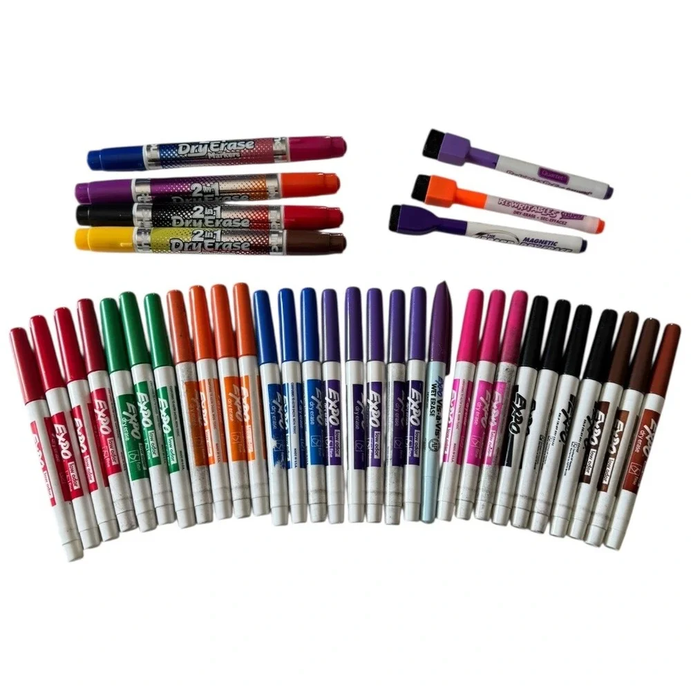Expo Low Odor Dry Erase Marker Lot Pack Fine Tip Whiteboard Markers Erasers B20Q
